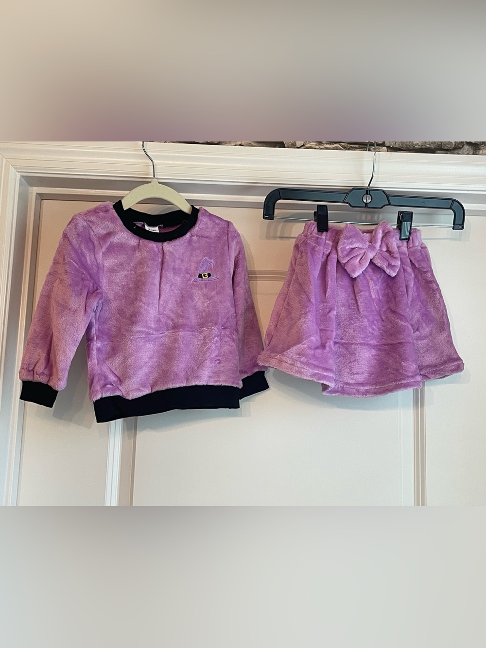 Toddler Girl 18-24M Purple Fleece Witch Hat Sweatshirt & Skirt 2-Piece Set New